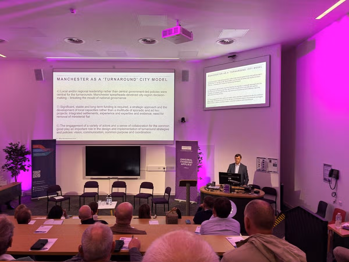 Professor Philip McCann, Sir Terry Leahy chair in urban and regional economics at the Alliance Manchester Business School, spoke at the AMBS / The Productivity Institute debate on Manchesterism