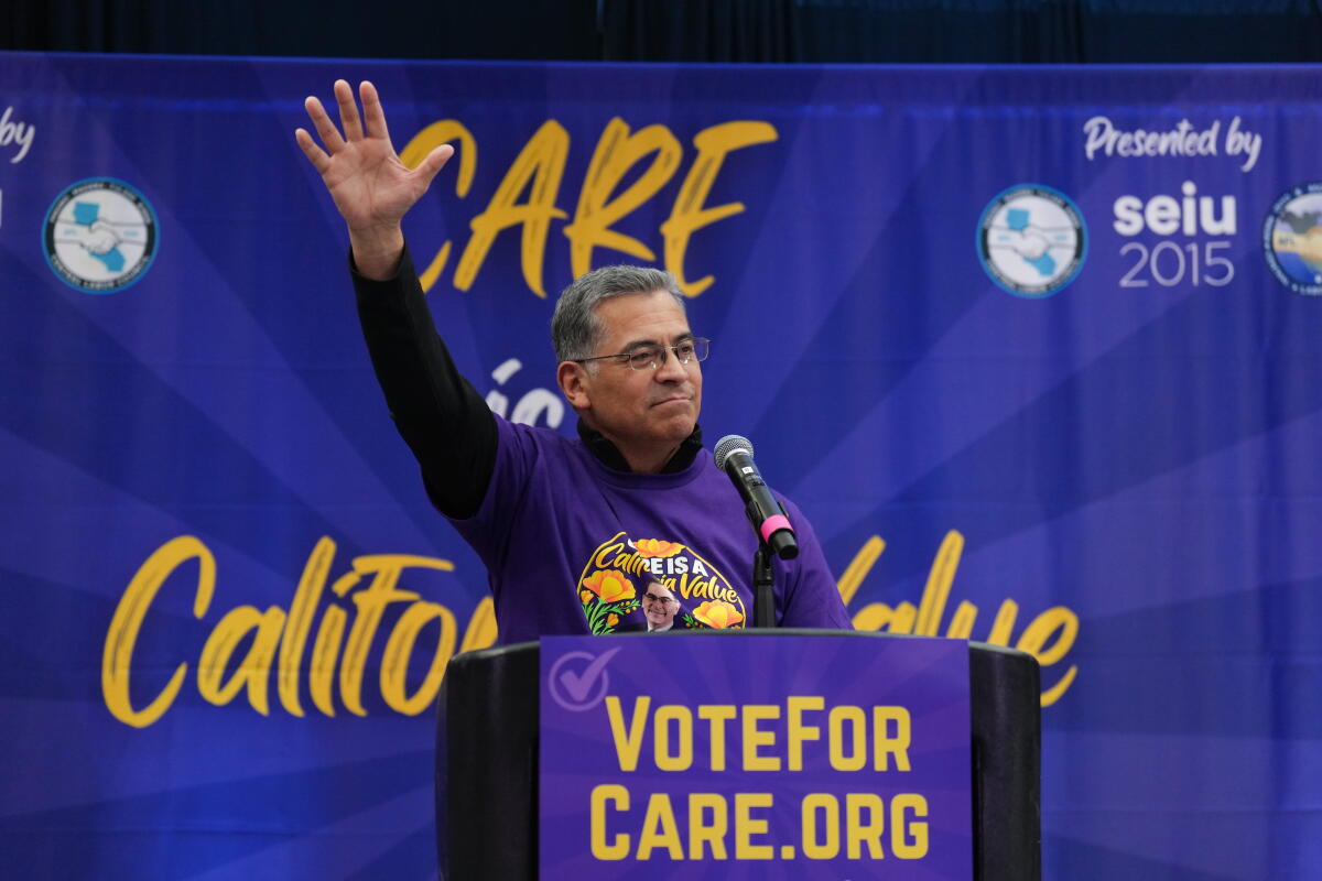 California Democratic gubernatorial candidate Xavier Becerra speaks at rally