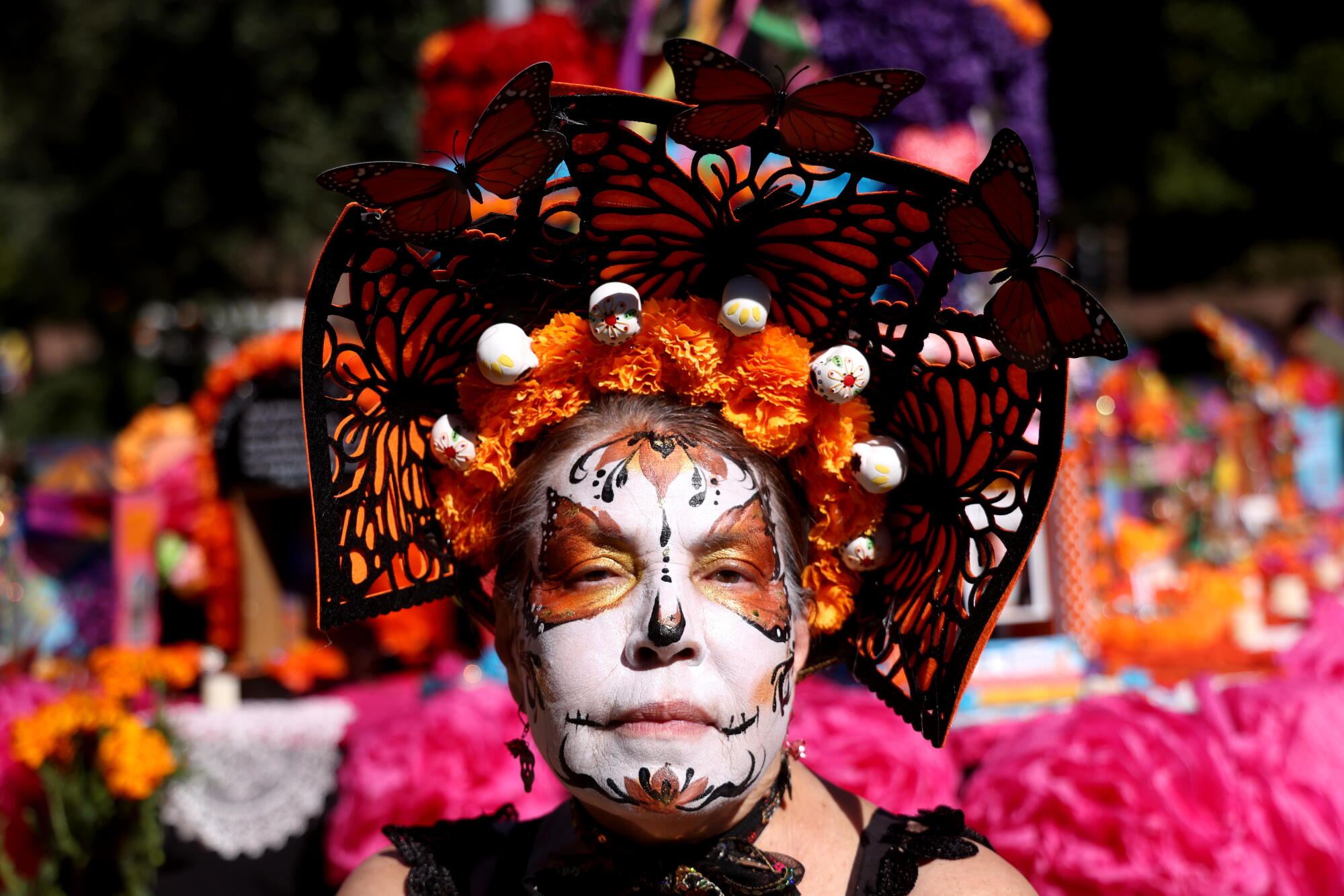 Consuelo G. Flores, altar artist and altar curator at Gloria Molina Grand Park Dia De Los Muertos.