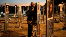 Benny and Maggy Solomon, parents of Hila Solomon, who was killed in a Hamas attack on Israel on October 7, 2023, attend an event at the Nova Memorial Live Music Festival near Kibbutz Rem in southern Israel on Wednesday, October 7, 2026. 