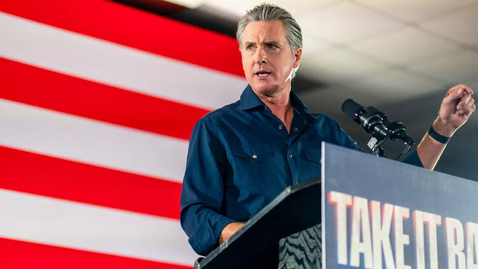 California Governor Gavin Newsom gave a speech