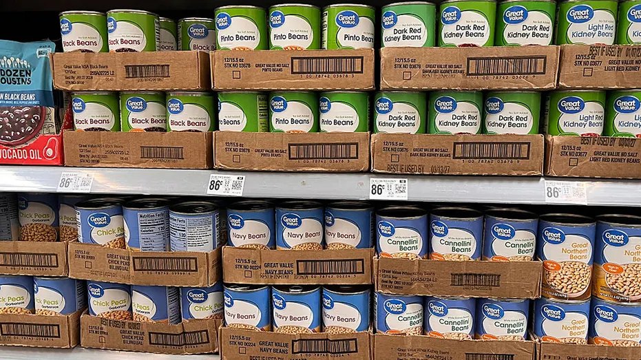 Canned goods appear at Walmart